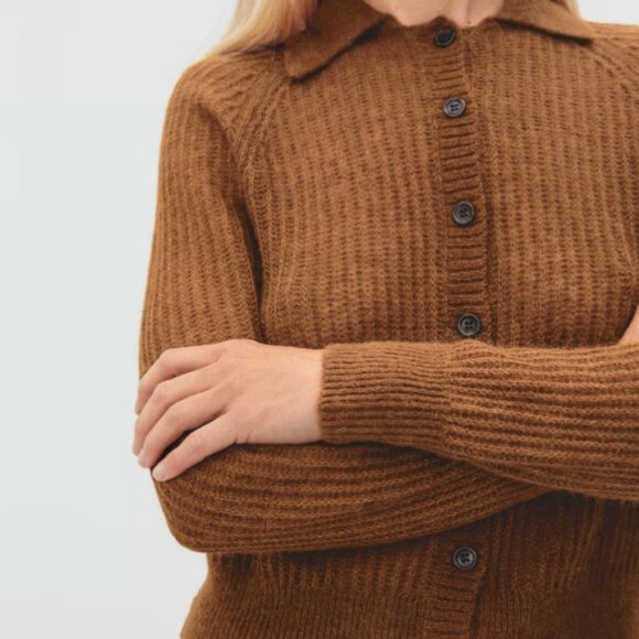 Everlane The Alpaca Collared Cardigan Brown Size XXS - Picture 3 of 6